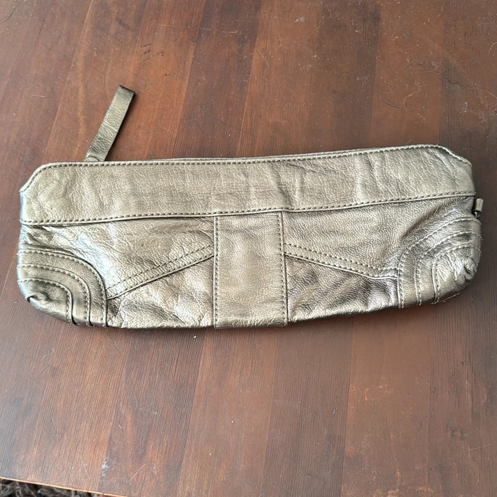 Andrew Marc metallic gunmetal clutch - Picture 3 of 8